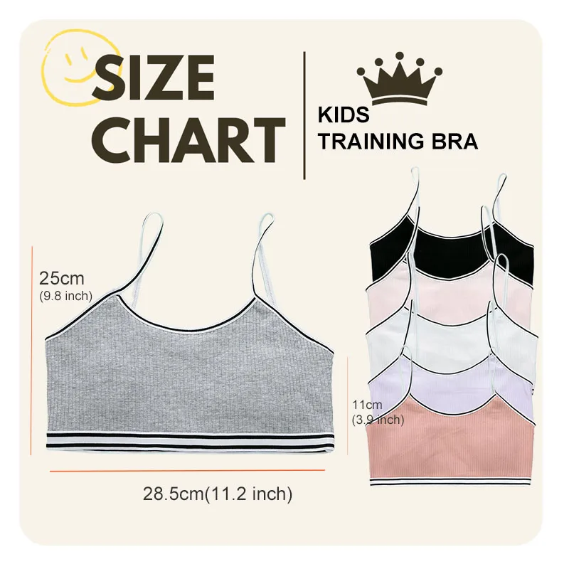 Camisoles Underwear Set for Young Girl Cotton Solid Soft 1/4 Sets