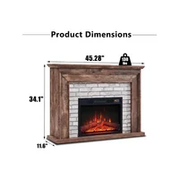 Flip Top Electric Fireplace with Mantel,Electric Fireplace Heater,TV Stand with Freestanding Electric Fireplace, Remote Control 2