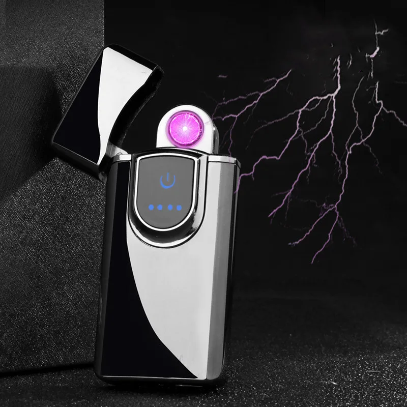 

Creative Rotating Turbine Arc USB Rechargeable Lighter Metal Pulse Flameless Unusual Outdoor Windproof Tool of Cigarette Lighter