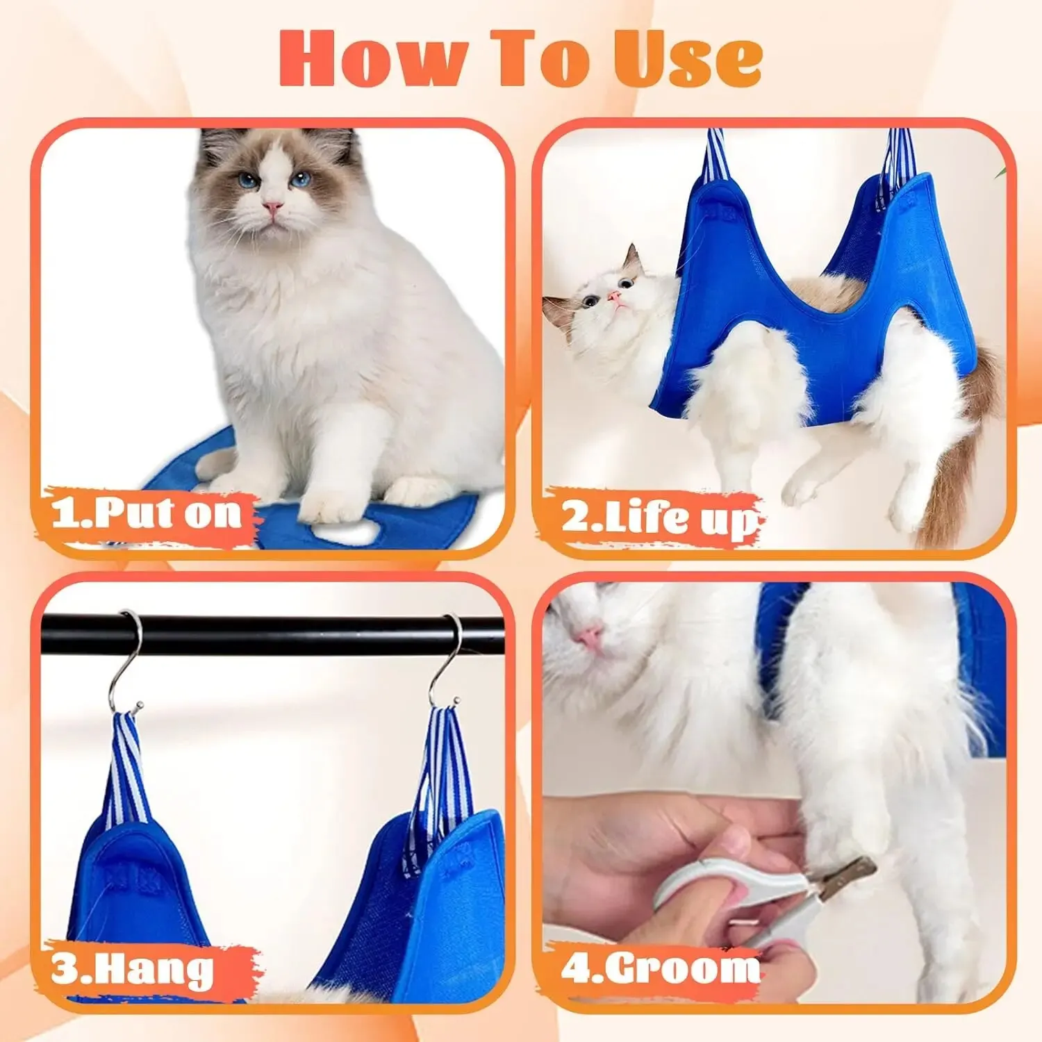Pet Grooming Harness Pet Grooming Hammock Harness for Dog Cat Hammock Restraint Bag for Nail Trimming Pet Healthcare Tools