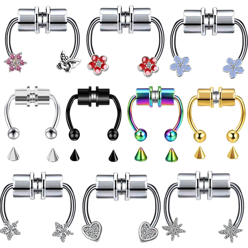 U Shaped Fake Nose Ring Stainless Steel Nose Ring Hoop Septum