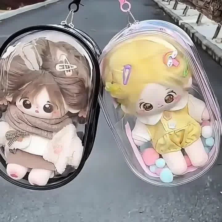 étui Protection Poupée Collection PVC Tinoaly Sac Présentation Transparent Avec Porte-Clés Pour Peluches Sac Collection Poupées
