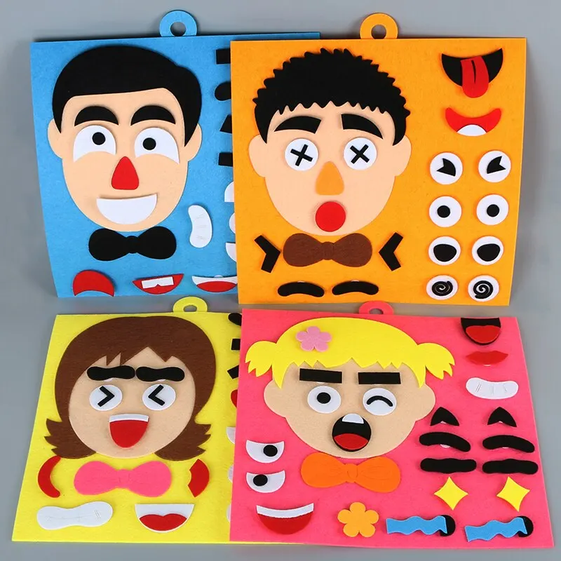 DIY zabawki do zmiany emocji Puzzle kreatywny wyraz twarzy dzieci uczące się zabawki edukacyjne dla dzieci zabawny zestaw zabawny prezent