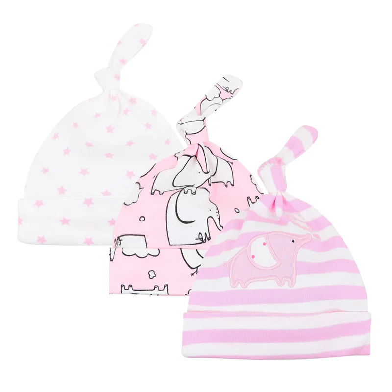 momscare Baby hat 0-6 months ins newborn fetal cap female model baby spring and summer 3 pieces 2