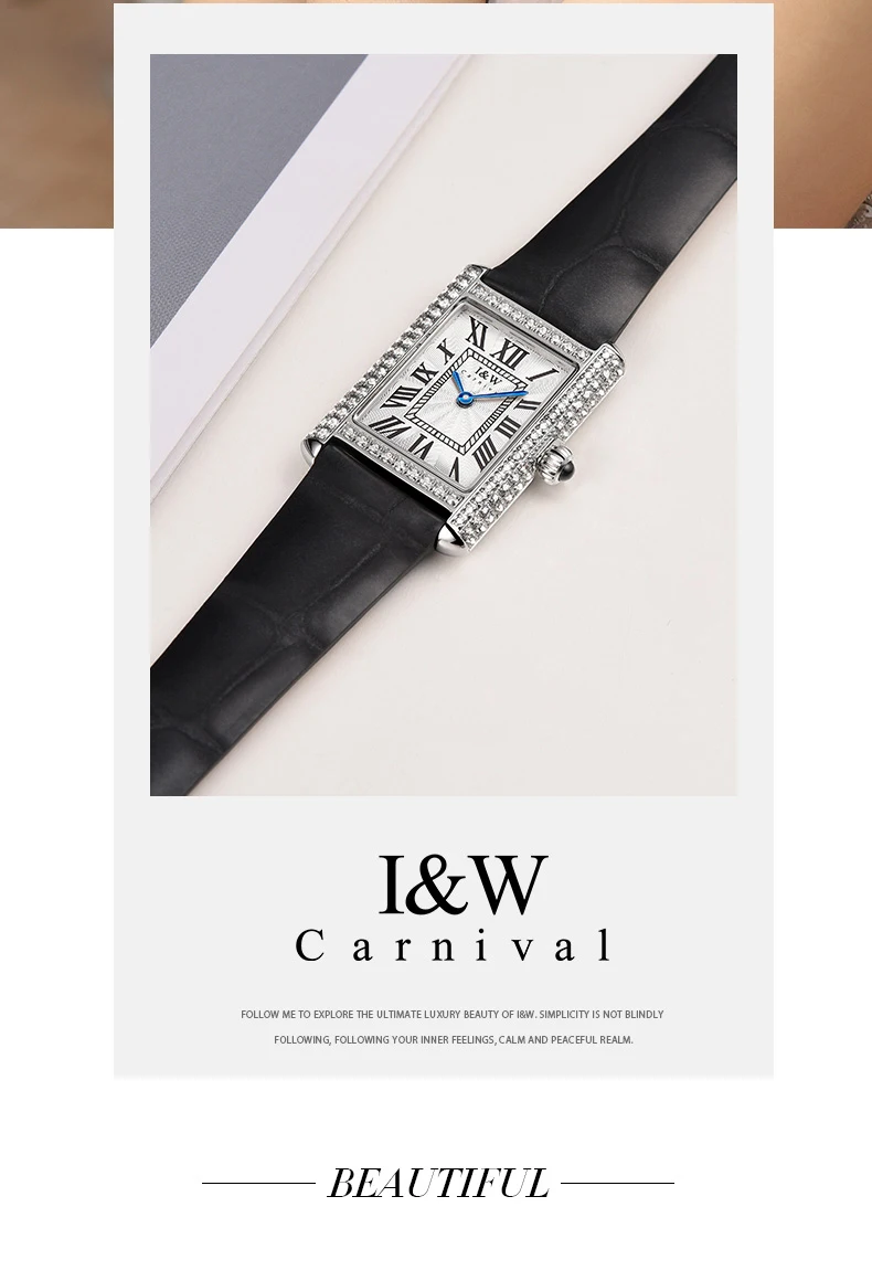 Schweiz KARNEVAL Retro Damen Uhr Schlanke Quadratische Quarz Uhren Frauen 2024 Diamant Lünette Leder Band Wasserdicht Montre Femme_voghion.com