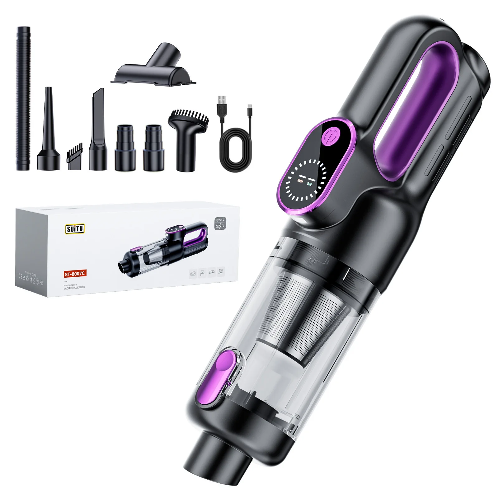 65000RPM Portable Car Vacuum Cleaner Wireless Handheld Mini Wet Dry Silent Powerful for Auto Cleaning