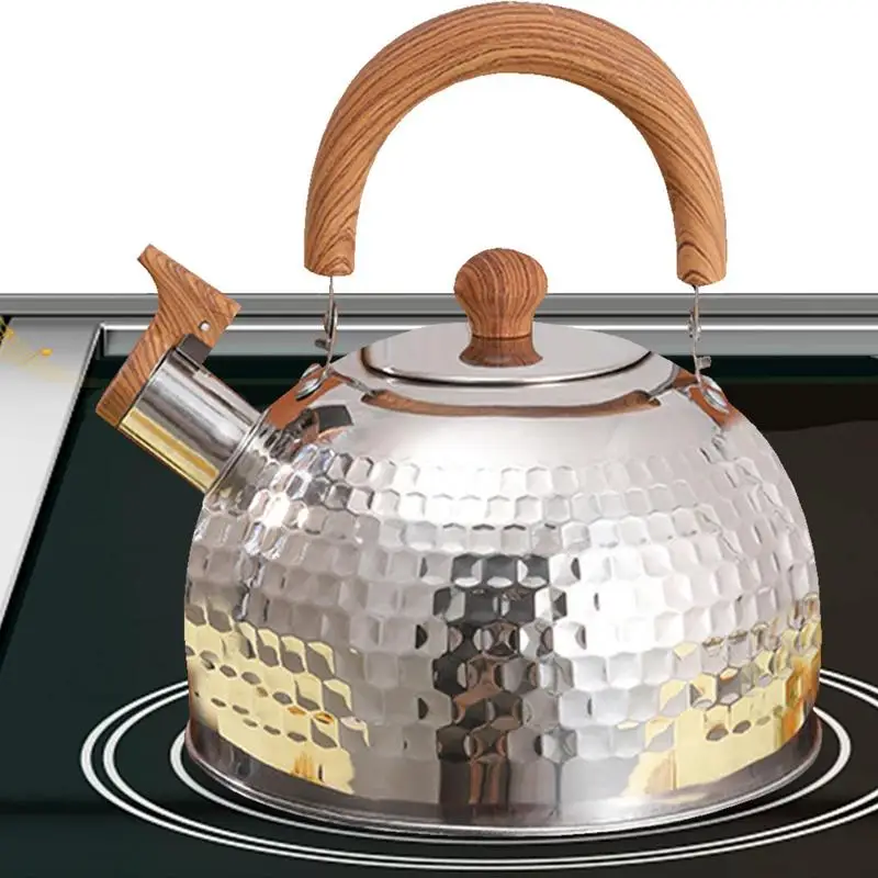 Whistling Tea Kettle 2L Tea Kettle For Camping Loud Whistling Stainless Steel Teapot Anti-Hot Handle And Anti-Rust