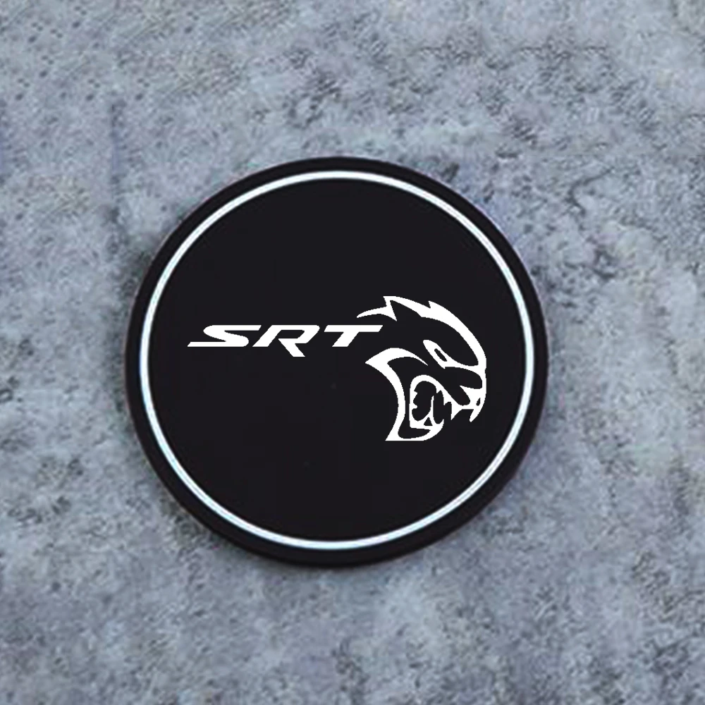 2 Stuks Auto Coaster Water Cup Fles Houder Anti-Slip Pad Mat Silicagel Fles Houder Pad Voor Dodge Srt Logo Oplader Uitdager