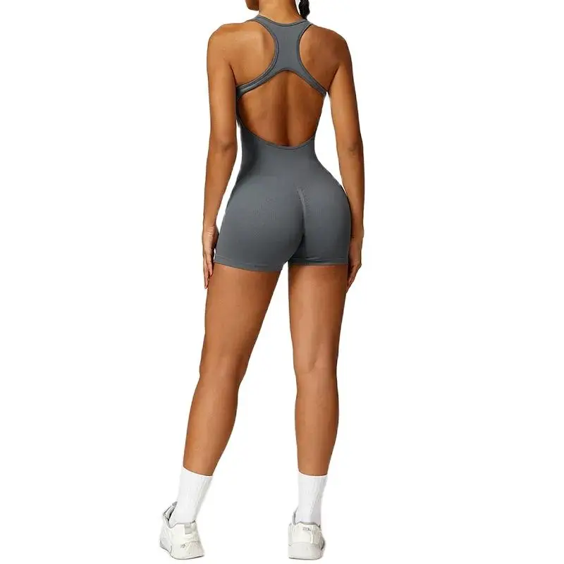 New Yoga Set Seamless Women's Jumpsuits One-Piece Gym Push Up Workout Clothes Fitness Bodysuit Sportswear Tracksuit Short Sleeve 4