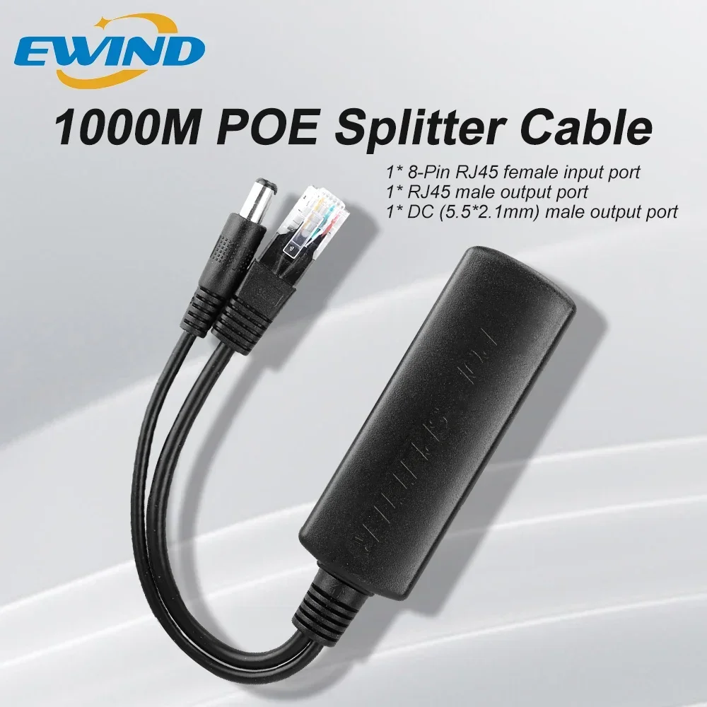 

EWIND POE Splitter 10/100/1000Mbps Ethernet Splitter IEEE802.3af 44-57V To 5V Power Supply for Non-POE Camera or Non-POE Device