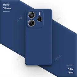 Classic Silicone Soft Phone Case with Lens Protection - Square Design for Note 14 5G China (Navy Blue)