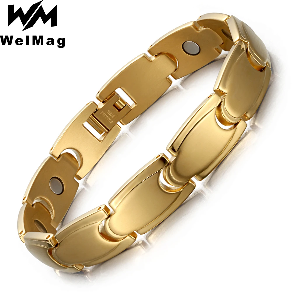 

WelMag Stainless Steel Bracelet With Magnetic Bracelets For Men Powerful Magnet Bangle Health Care Relief Pain Jewelry