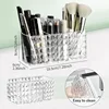1Pcs Clear Acrylic Triple Grid Makeup Brush Holder Desk Cosmetic Organiser Lipstick Storage Box Bathroom Display Stand Diamond 5