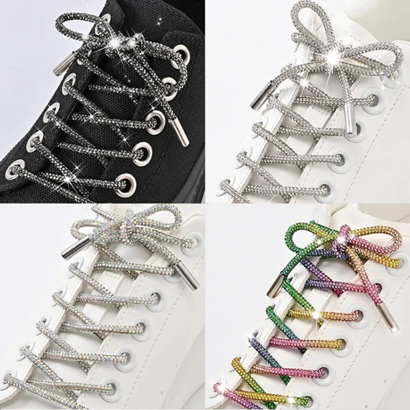 Rhinestone Shoe Lace 1 Pc 120cm Diamond ShoeLace Bright String Cross Braiding Strap DIY Drawstring