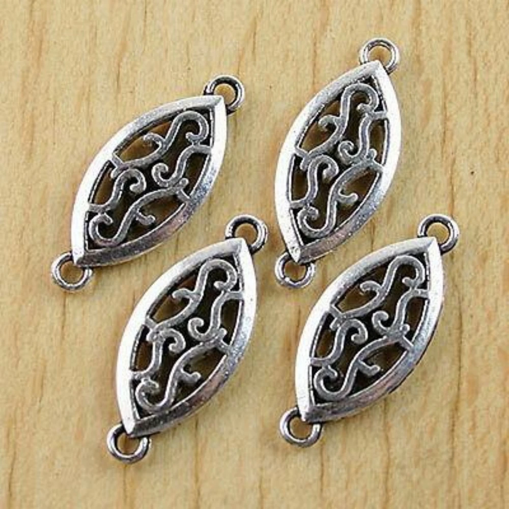 

20 шт., тибетские серебряные овальные разъемы, фурнитура H0522