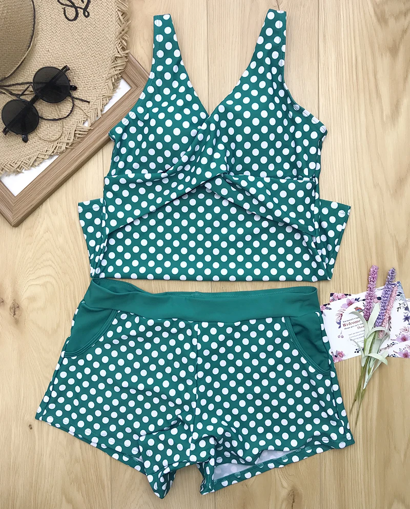 Maillot De Bain Tankini Femme MDKWW à Pois - Haut Tankini Et Bas Bikini, Deux Pièces, Imprimé Tendance