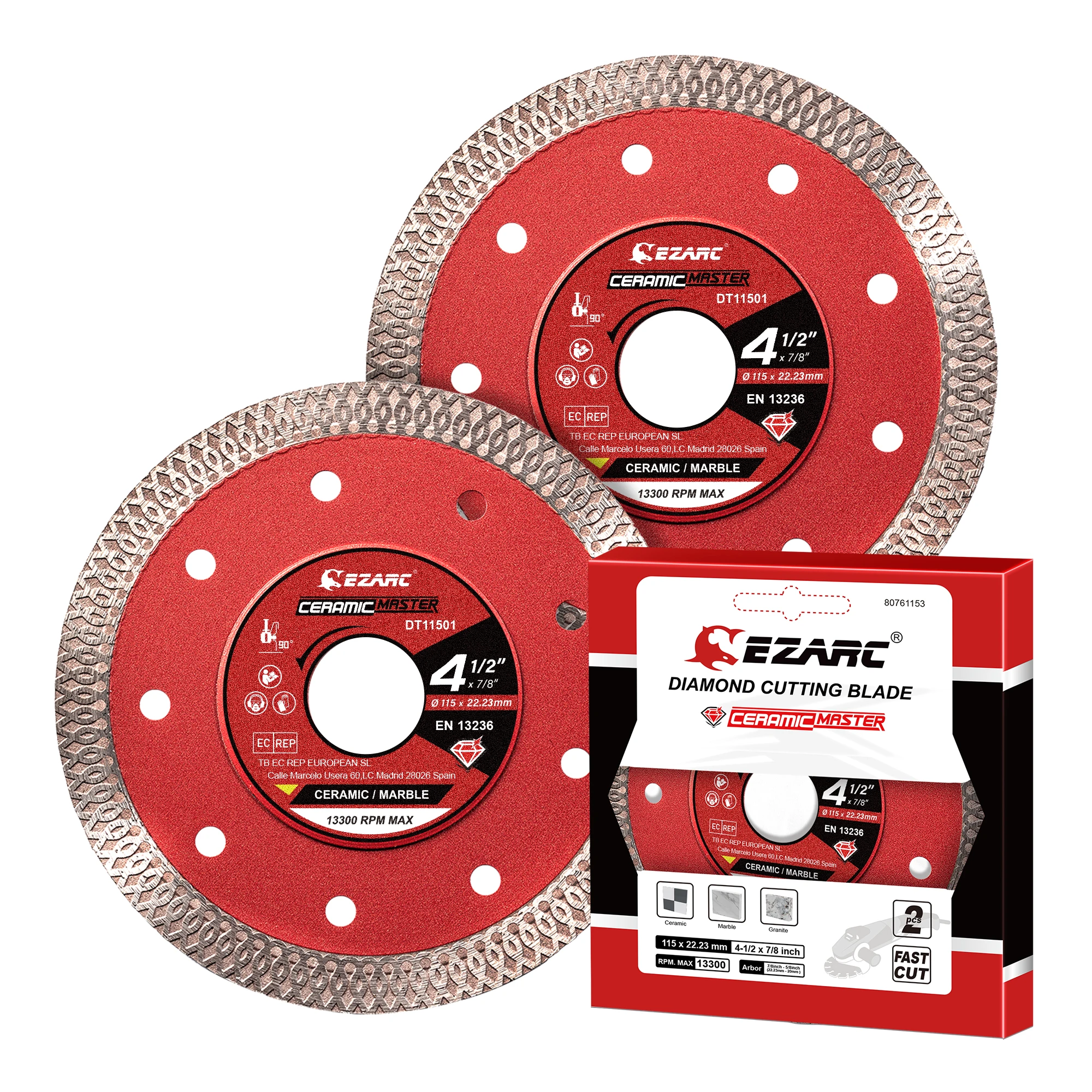 2Pcs 115mm/125mm Super Thin Diamond Saw Blades Diamond Tile Blade for Cutting Porcelain Ceramic Granite Marble Tile