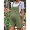 Maternity Jumpsuits Knee-length Plus Size Summer Fashion Pregnant Woman Rompers Solid Color Pregnancy Overalls Cotton Clothes 4