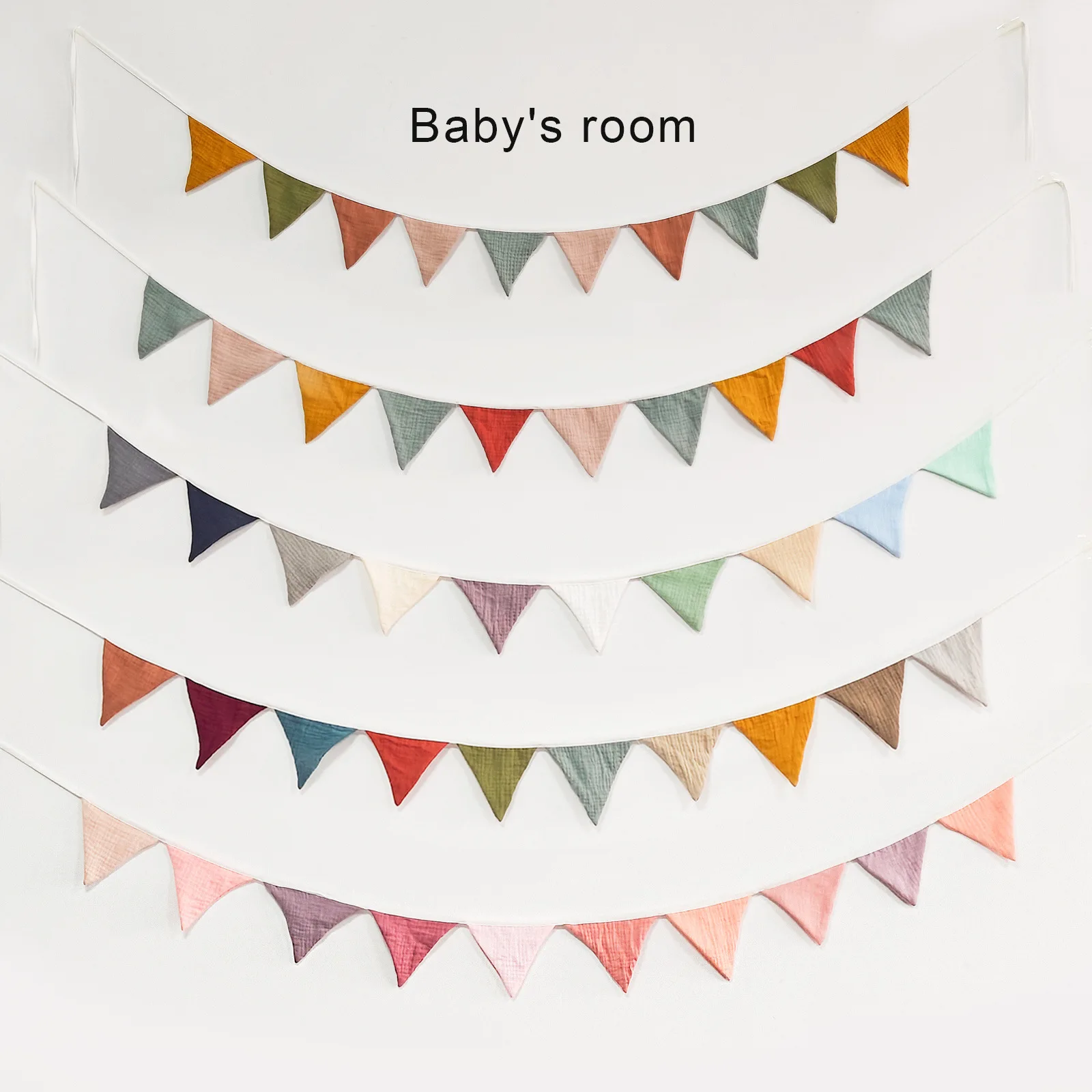 

Cotton Bunting Banner Triangle Flags Baby Garland Flag for Baby Shower Party Decor Newborn Photography Props Hanging Banner