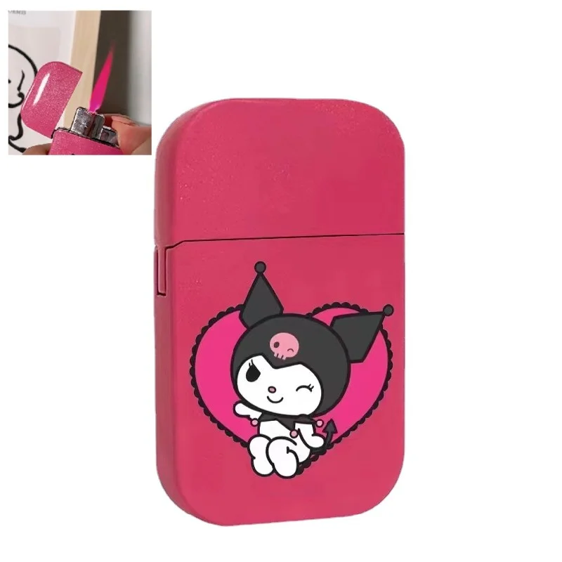 

Sanrioed Cute Windproof Hello Kitty Pink Flame Kuromi Inflatable Cartoon Mymelody Lighter Creative Ladies Boyfriend Gift