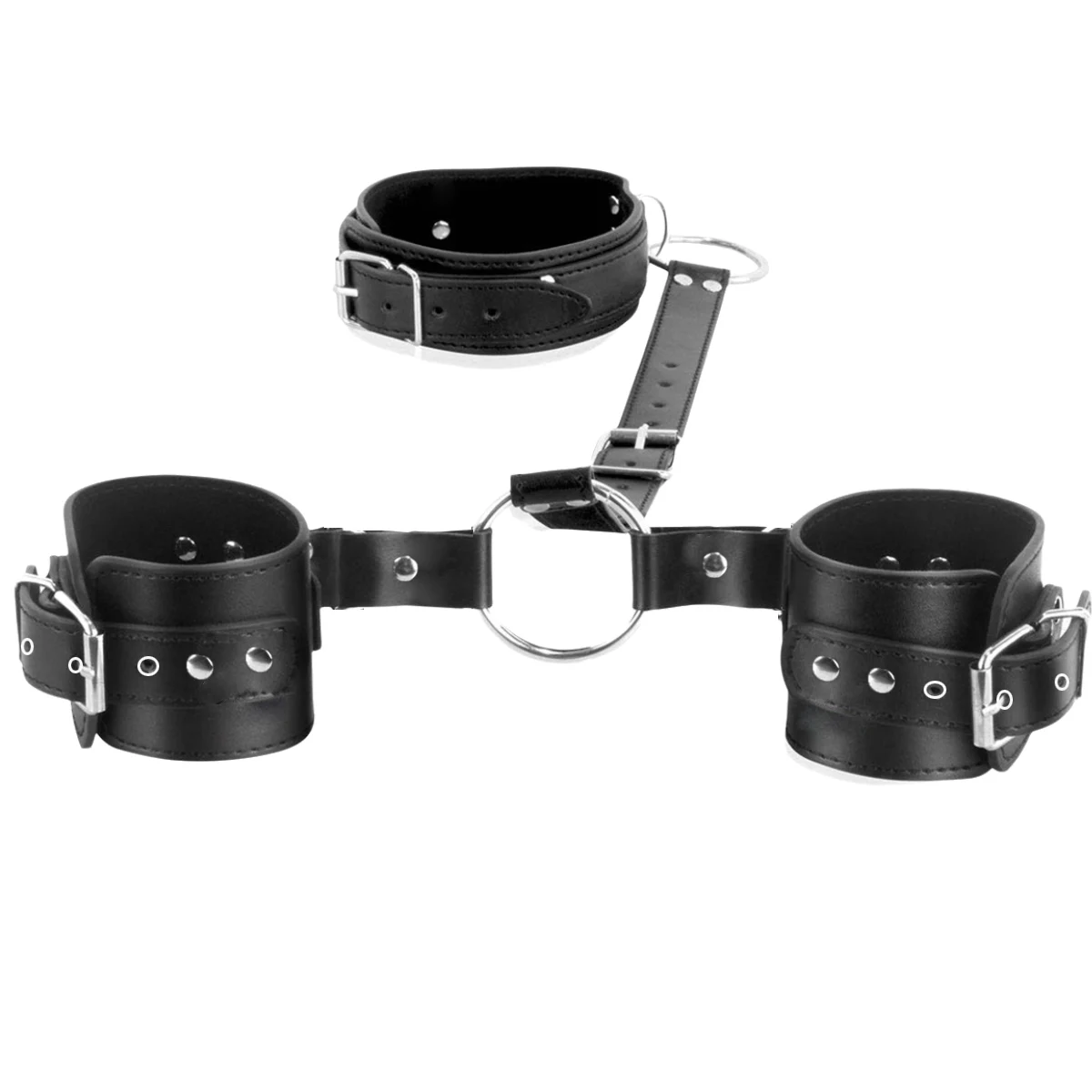 BDSM Sex Bondage Neck to Wrist Restraints Kit Adjustable Behind Back Bondage Restraints for Bed SM Adult Sex Game Play Sex Toys