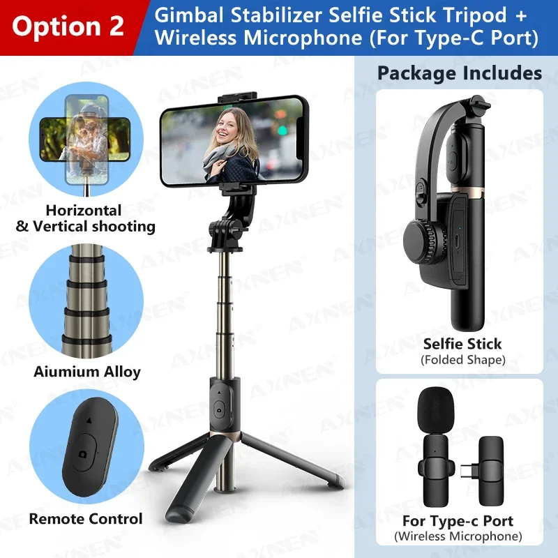 Handheld Mobile Phone Holder & Video Gimbal Stabilizer with Foldable Tripod Functionality