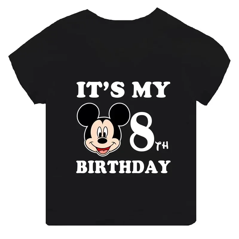 thumbnail image 1 of Ropa infantil con estampado de Mickey Mouse de Disney, es mi cumpleaños de 1, 2, 3, 4, 5, 6, 7, 8 y 9 años, camisetas para niños y niñas, lindas camisetas para bebés y niños, 1 of 5