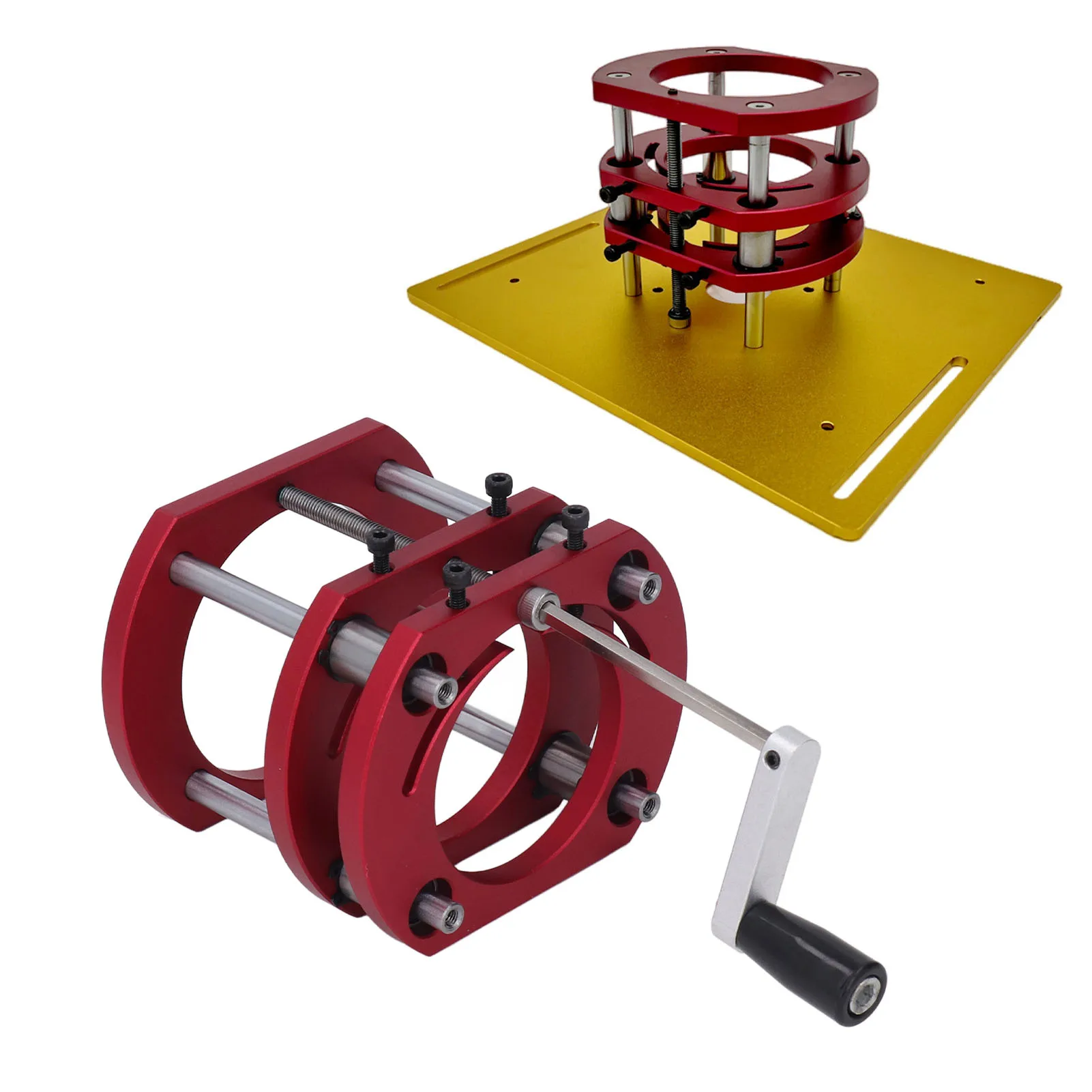 

Router Lift Base Aluminum Alloy Stainless Steel 4 Jaw Clamping Router Table Lifting System Base Router Table Lift Tools