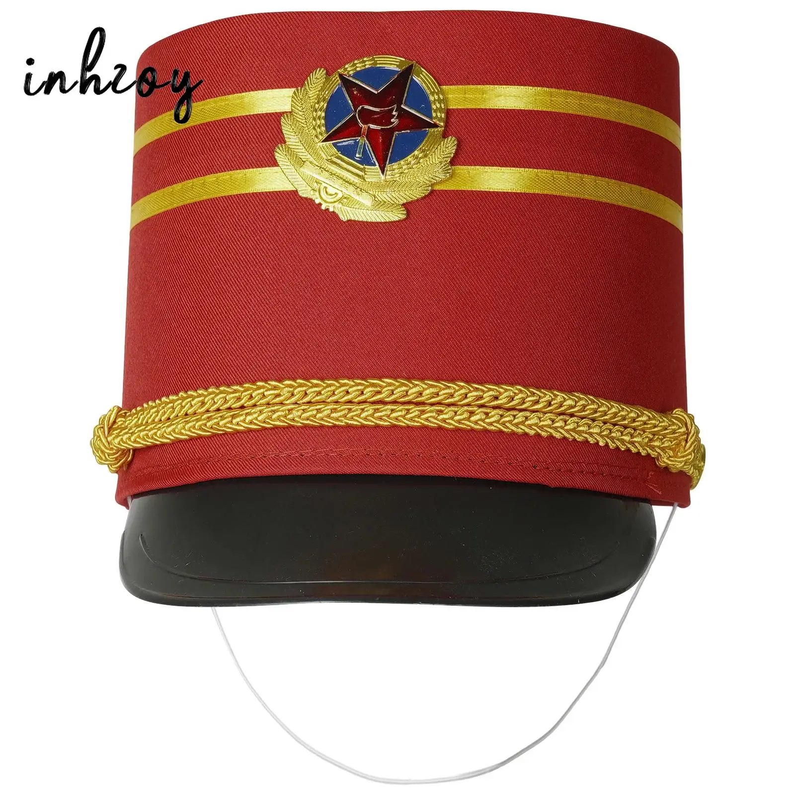 

Toy Soldier Hat Kids Girls Boys Drum Band Hat Honor Royal Guard Cap Halloween Cosplay Costume Accessories for Stage Performance