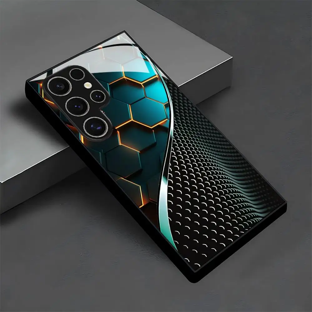 Honeycomb Wood Pattern Glass Phone Case Image 3