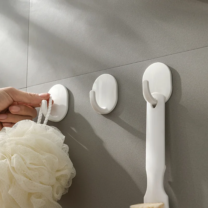 4Pcs Self Adhesive Clothes Hook Wall Door Hook Bathroom Towel Hanger Kitchen Wall Hanger Bathroom Accessories adhesive hooks wall clothes hook