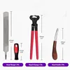 Farrier Tools 14-inch Horseshoe Trimming Sets，Contain Hoof Rasp Horse Nipper Knife  Brush，Professional 4 in 1 Hor 1