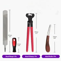 Farrier Tools 14-inch Horseshoe Trimming Sets，Contain Hoof Rasp Horse Nipper Knife  Brush，Professional 4 in 1 Hor 1