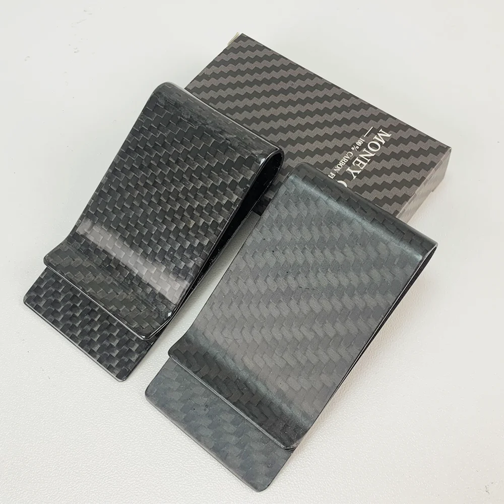 3K Twill Black Genuine Carbon Fiber Slim Credit Card Holder Wallet Carteira for Men Money Clip 5