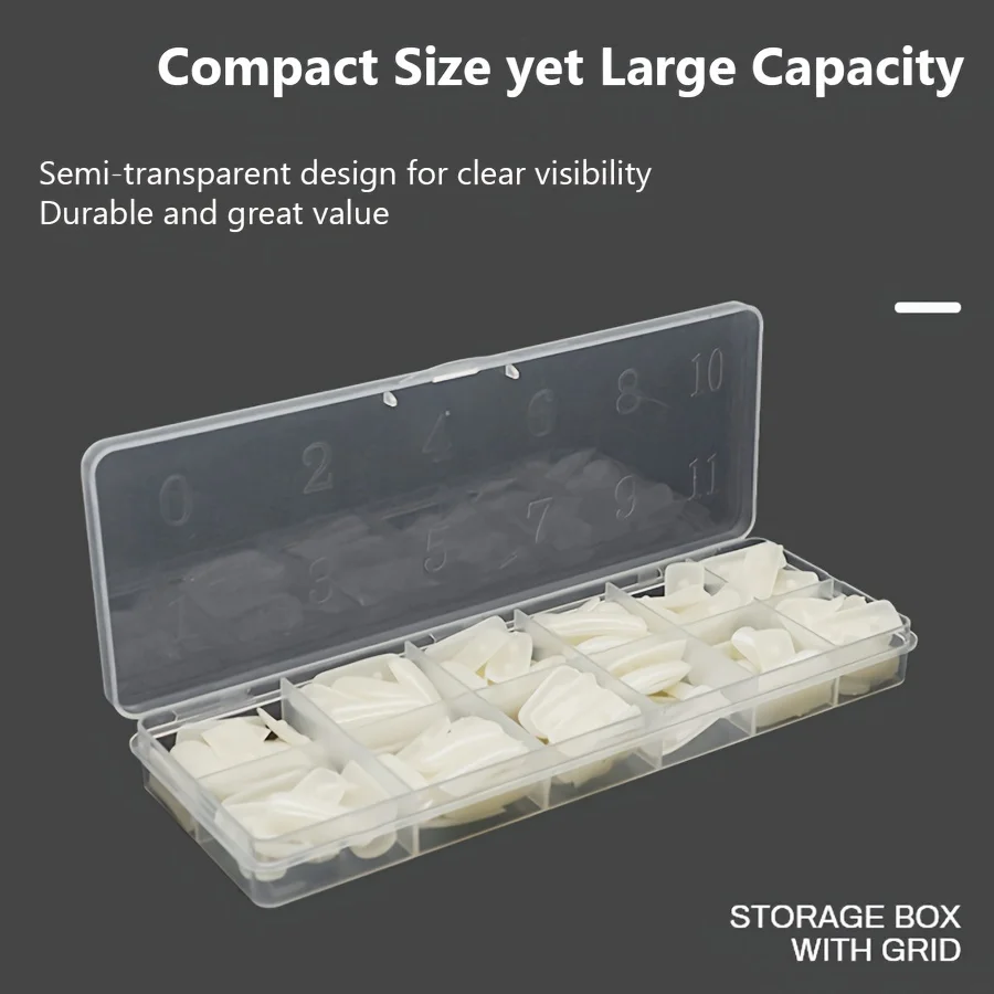 12-Grid Plastic Storage Box, Transparent Multi-Compartment Organizer for Nail Art Rhinestones Craft Supplies, Salon Home Use