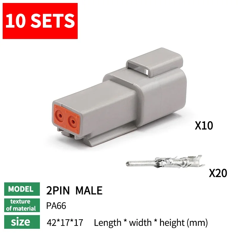 10 Sets Deutsch DT Stecker DT06-2S/DT04-2P 2P 3P 4P 6P 8P 12P Wasserdichte Elektrische Stecker Für auto Motor Mit Pins 22-16AWG – Detail 1