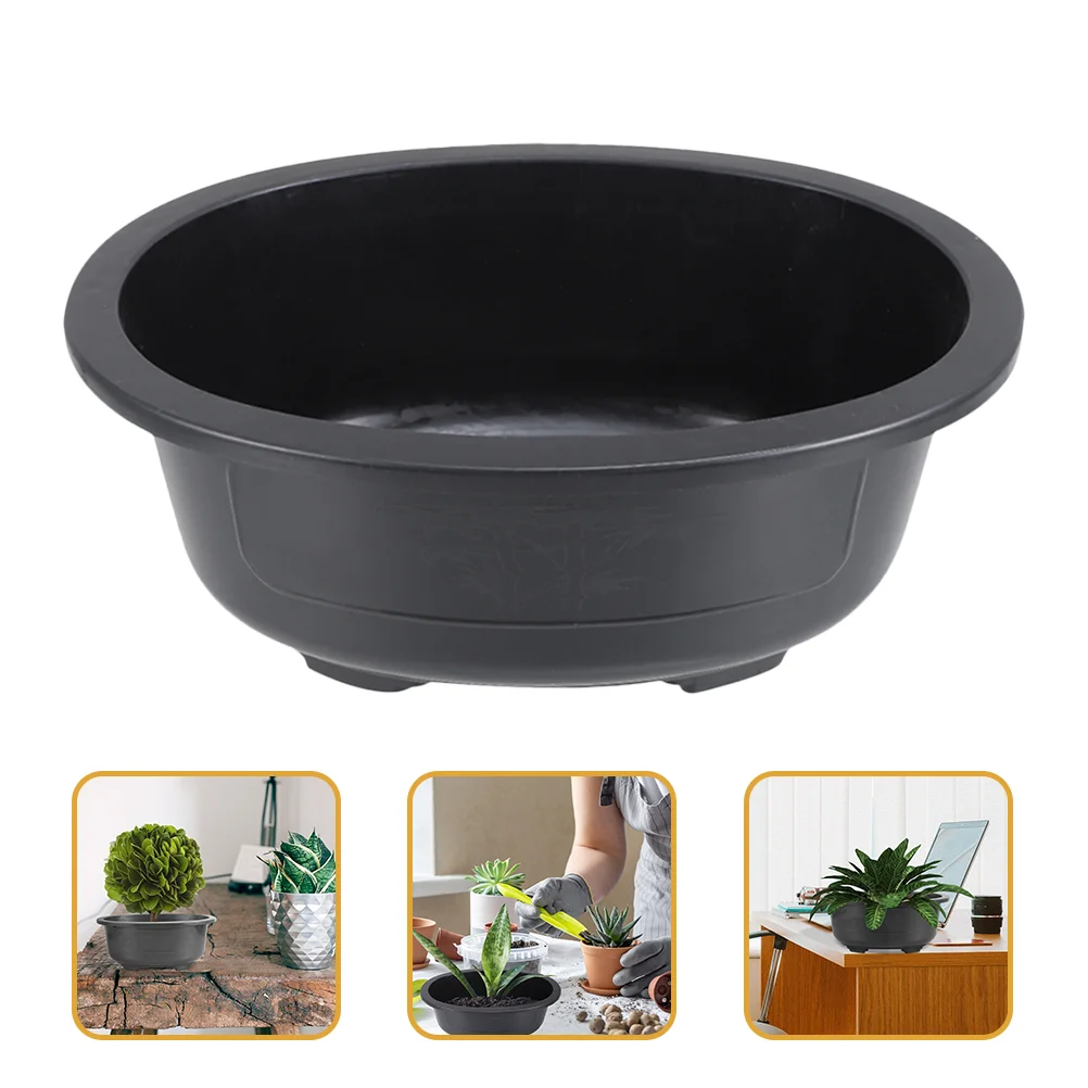 

2pcs Household Large Bonsai Pot Oval Planter Ornament Reusable Flower Planting Container