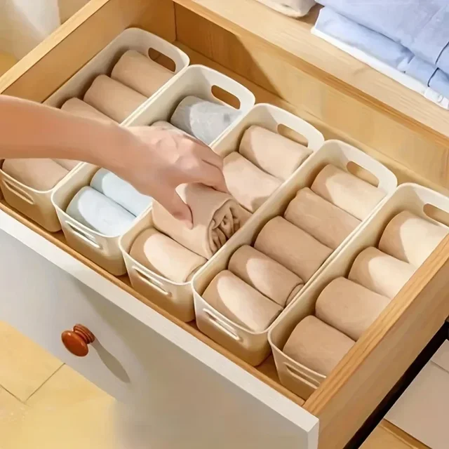 Boîte de rangement multifonctionnelle 10 pièces, boîte de rangement de bureau durable de grande capacité, rangement de sous-vêtements adapté au stockage d'articles divers 2