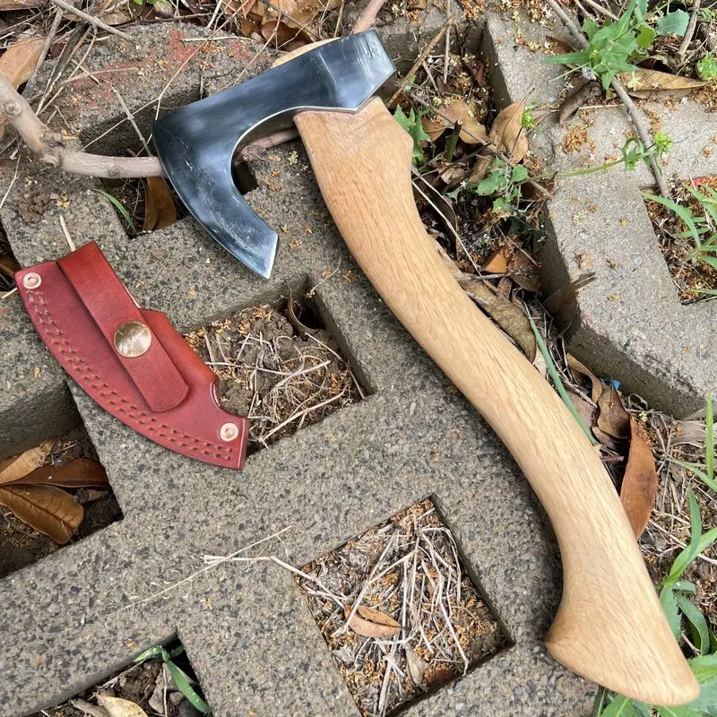 QX-D7 New Viking Battle Axe Padded Camp Battle Axe Chopping Wood Tree Axe All Steel Forged Axe Head 5
