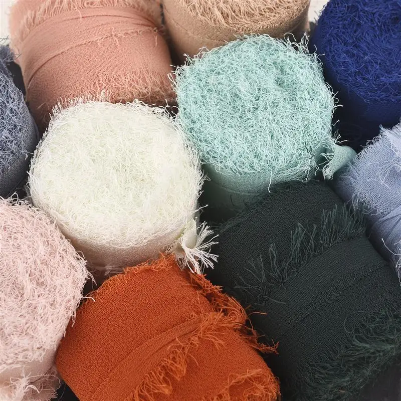 Satin Ribbons Ribbon Supplies Wrapping Ribbon Chiffon Silk Ribbon Satin Ribbon Chiffon Ribbon 5M Handmade Frayed Edged Wrinkle Satin Chiffon Silk Ribbon Wedding Invitation Wrapping Bouquet Silk Ribbon Birthday Party Gift
