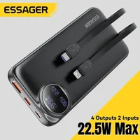 Essager Power Bank 20000mAh Portable Charger with Built-in Cable Digital Display Battery Capacity 22.5W For iPhone 15 14 13 pro 1