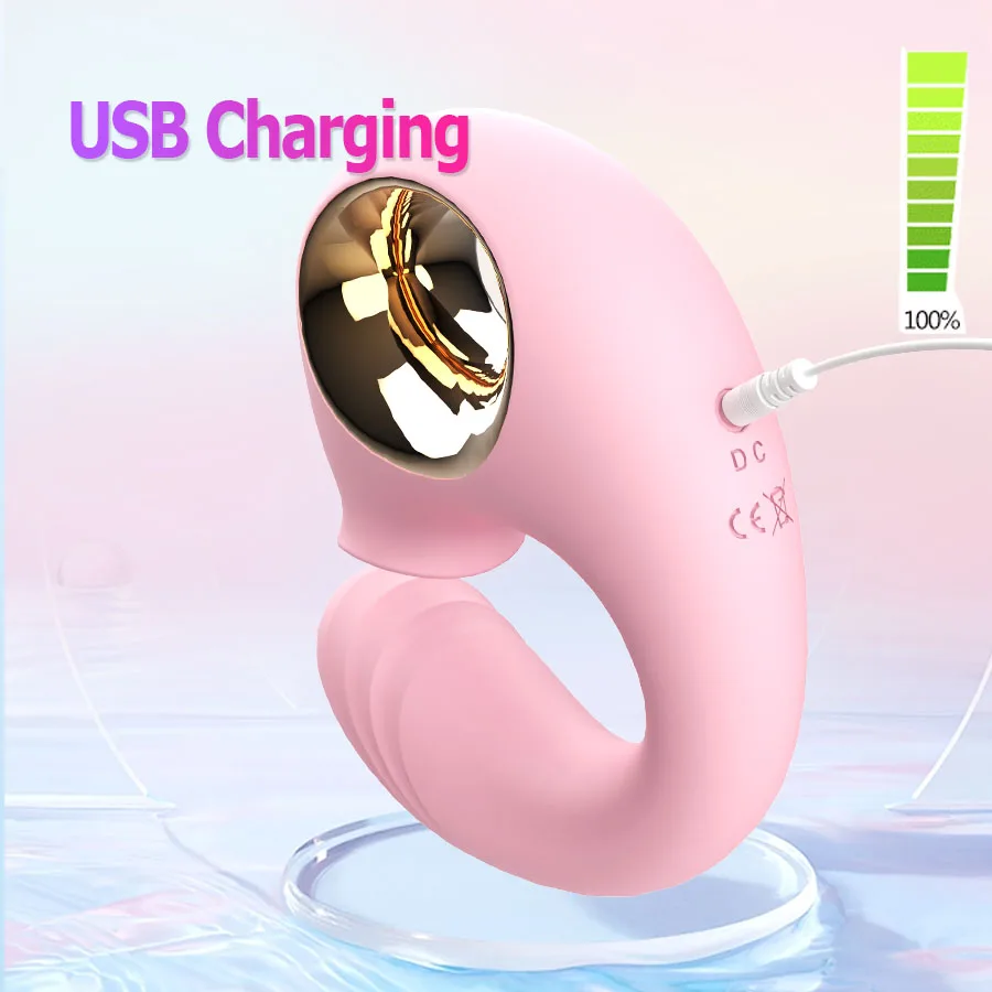 Pink G Spot Vagina Vibrators for Women + Vibrating Tongue Licking Clitoris Stimulator Female Masturbator Adult Sex Toy for Woman