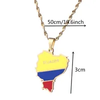 Stainless Steel Ecuador Map With Flag Pendant Necklaces Ecuadorian Jewelry 2