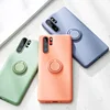 Liquid Silicone Phone Case For Huawei P30 P20 P40 Pro Mate 20 Cover For Honor 20 Pro With Magnetic Ring Holder Stand Case 3