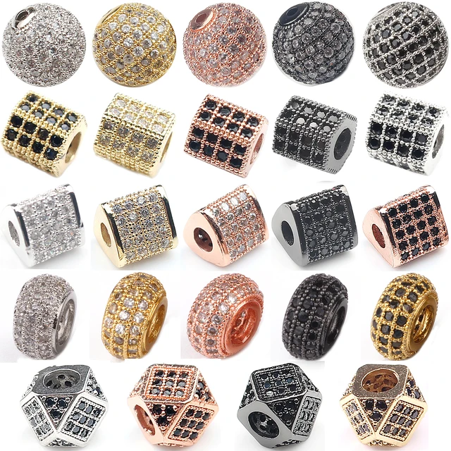 3pcs Micro Pave Zirconia Beads: Exquisite Jewelry Crafts Making