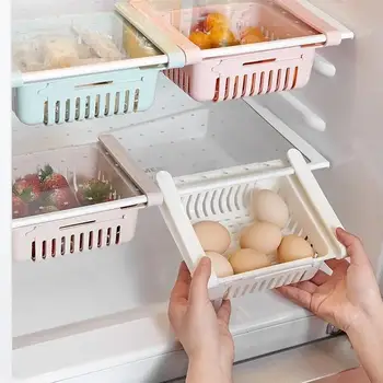 Refrigerator Drawers Kitchen Fruit Food Eggs Storage Boxs Plastic Clear Fridge Slide Under Shelf Drawer Box Rack Holder 2