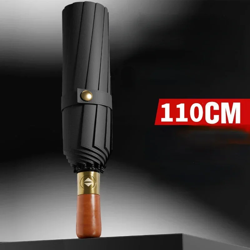 72 Bones Fully Automatic Umbrella Men's Large Foldable Wooden Handle Umbrella