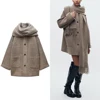 TRAF Women's Knitted Cardigan with Scarf Slim Casual Jacket Long Sleeve Patchwork Pocket Jacket Elegant Office Women's Sweater 1
