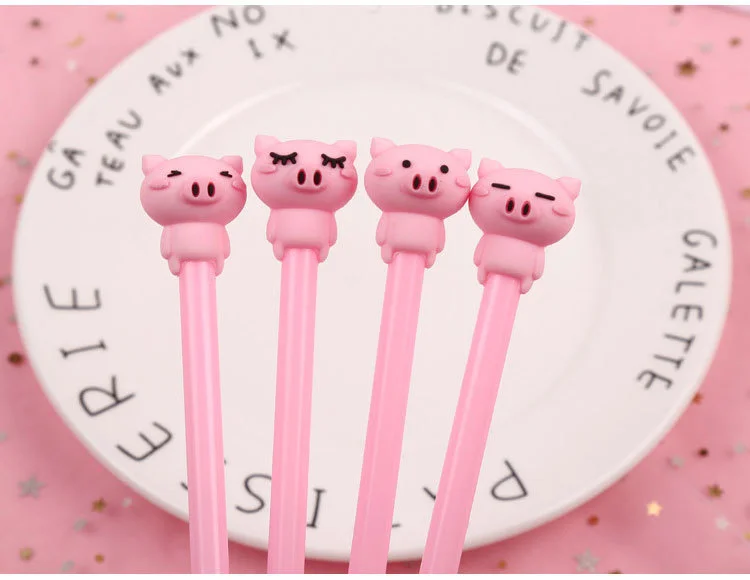 1–4 Stück niedlicher rosa Kawaii-Schwein-Gelstift, modisch, Schule, Bürobedarf, Studenten, Geschenk, Auszeichnungen, Zubehör, Schreibwaren – Detail 6