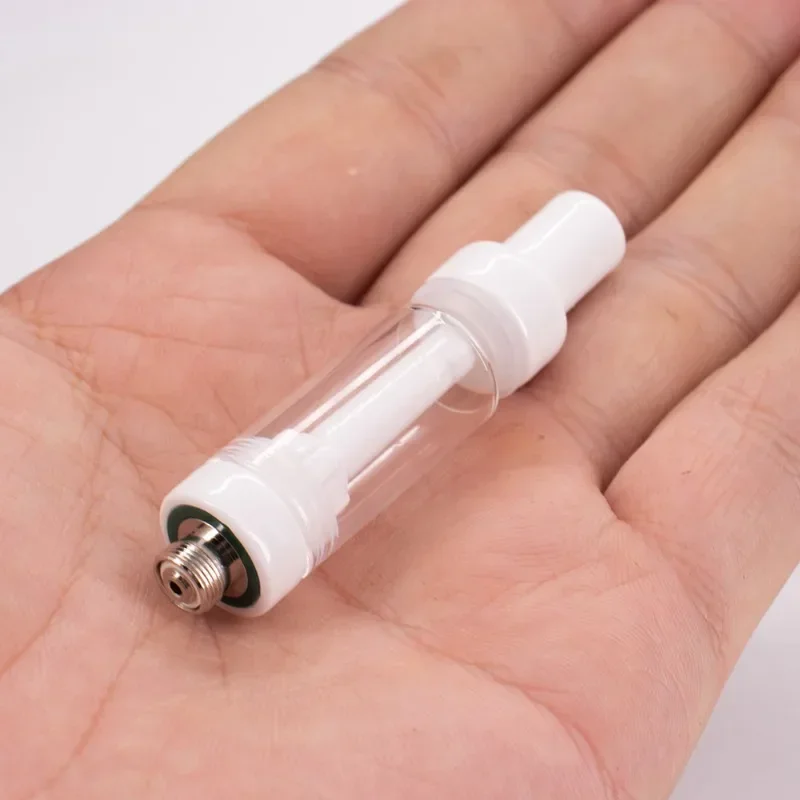 

100pcs 510 Thread Full Ceramic Cartridge Tank 2ml Round Tip Thick Oil Atomizer Carts for Preheat Vape Battery Slim Pen Vaporizer